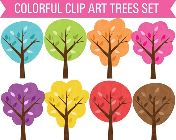 80% OFF SALE Clipart Trees, Clip Art Trees, Tree Clipart, Tree Clip Art, Digital Trees, Nature Clip Art, Clipart, Clip Art Il_570xn