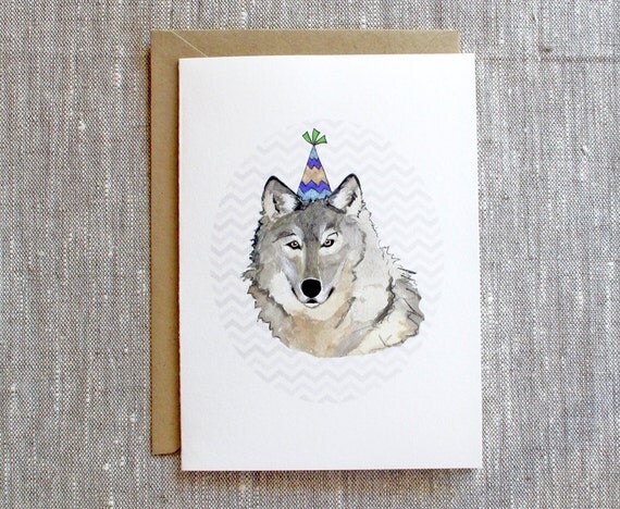 Wolf Birthday Card. Wolf Greeting Card. Nature Lover Birthday