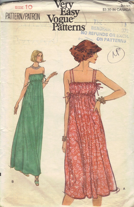 vogue sheath dress patterns Vogue High Sewing 1970s Vintage Sundress Pattern Maxi Midi Waist