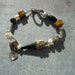 Artisan, OOAK, Organic, Charm Bracelet with Black Onyx, Tiger Eye, Pearls, Agate, Pyrite and Sterling Silver