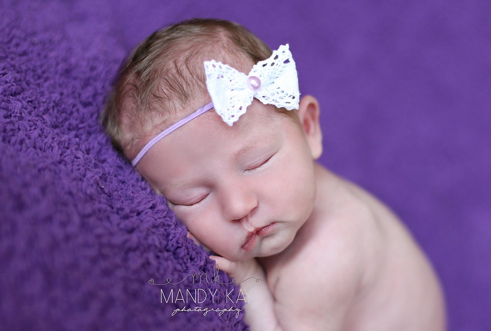 Newborn Headband Tiny Headband Lavander Headband by spoiledNsweet