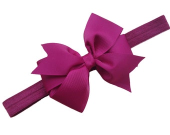 Burgundy baby headband- burgundy bow headband, dark red headband, maroon newborn headband, baby bow headband, baby girl headbands