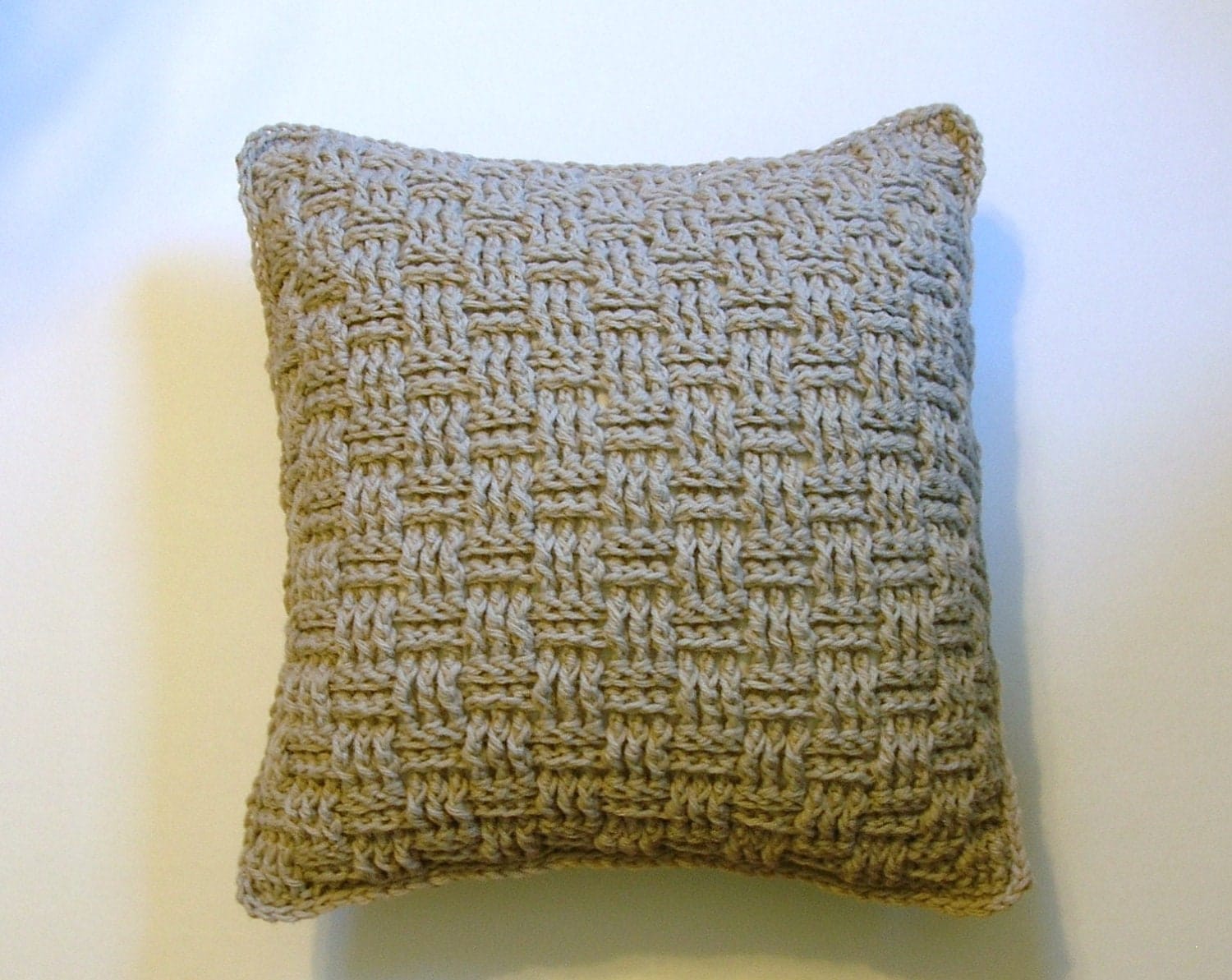 Crochet Throw Pillow Basket Weave Beige Neutral by LittlestSister