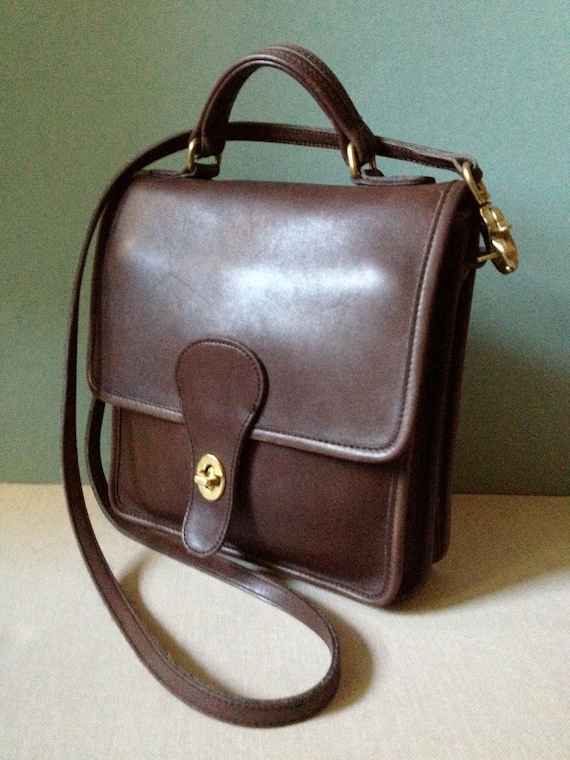 Vtg Coach Brown Leather Crossbody Messenger Handbag