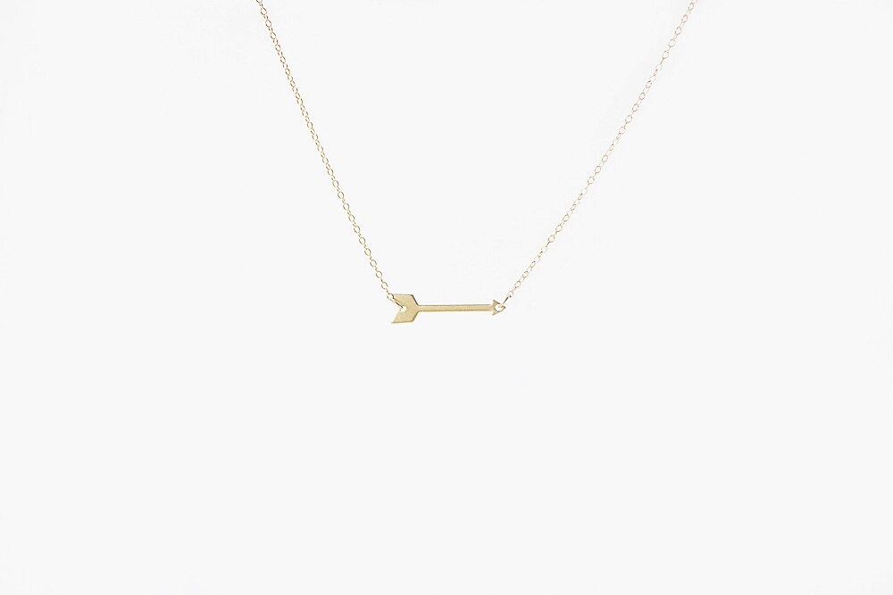 14k Gold Horizontal Arrow Necklace 14k gold filled chain 14k