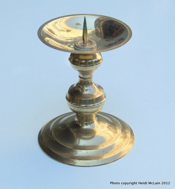 Vintage Solid Brass Pillar-Candle Holder