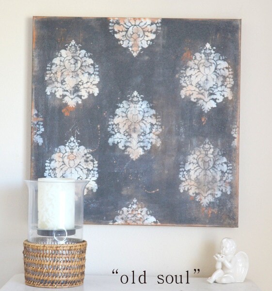 black and white damask rustic wall decor