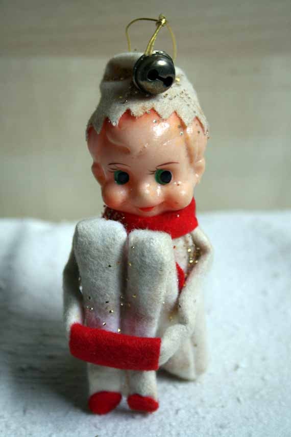 Vintage Christmas Elf Doll Sits on the shelf