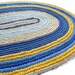 Traditional Oval Rag Rug Woven Naalbinding Rug Yellow and Blue 32 x 46 Folk Art Floor Decor
