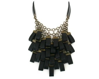 Black Leather Necklace Statement Jewellery Leather Jewellery Unusual Leather Necklace Evening Necklace Gift for Her