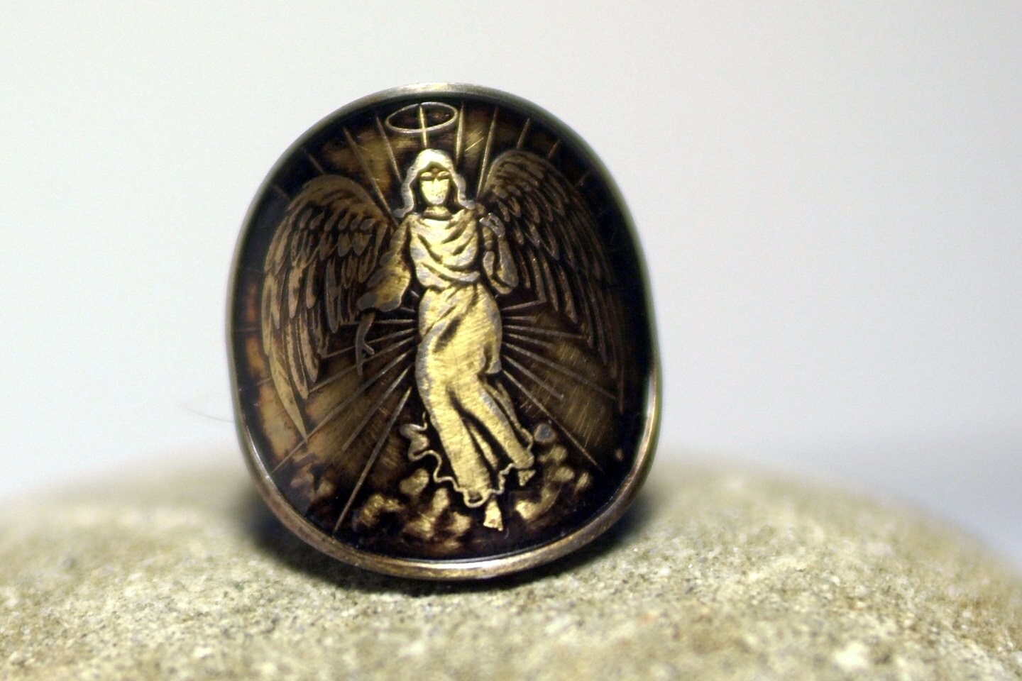 Hand Crafted Double Sided Gaurdian Angel Coin by LuckyLiberty