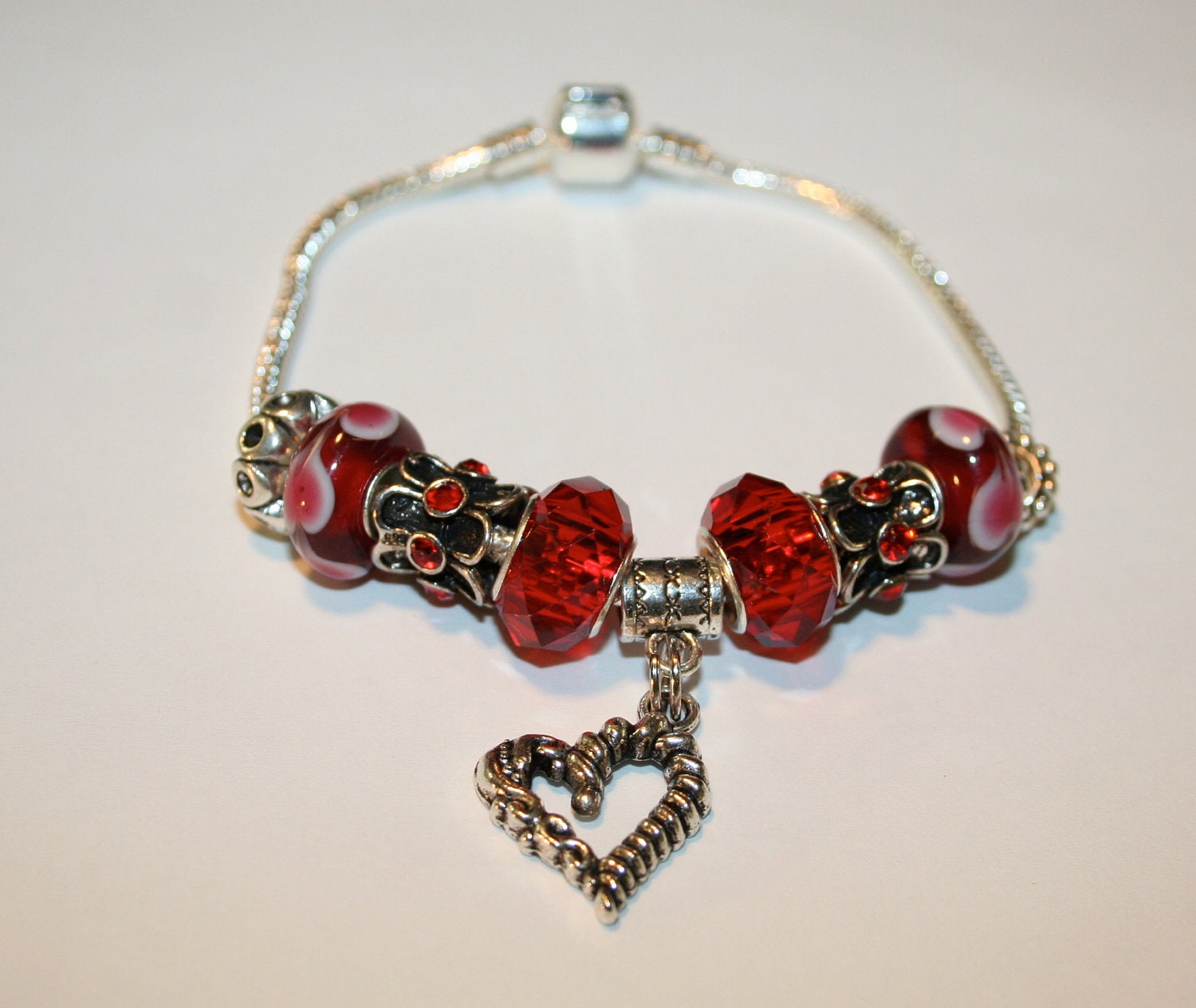 Red Heart Valentine's Day Charm Bracelet