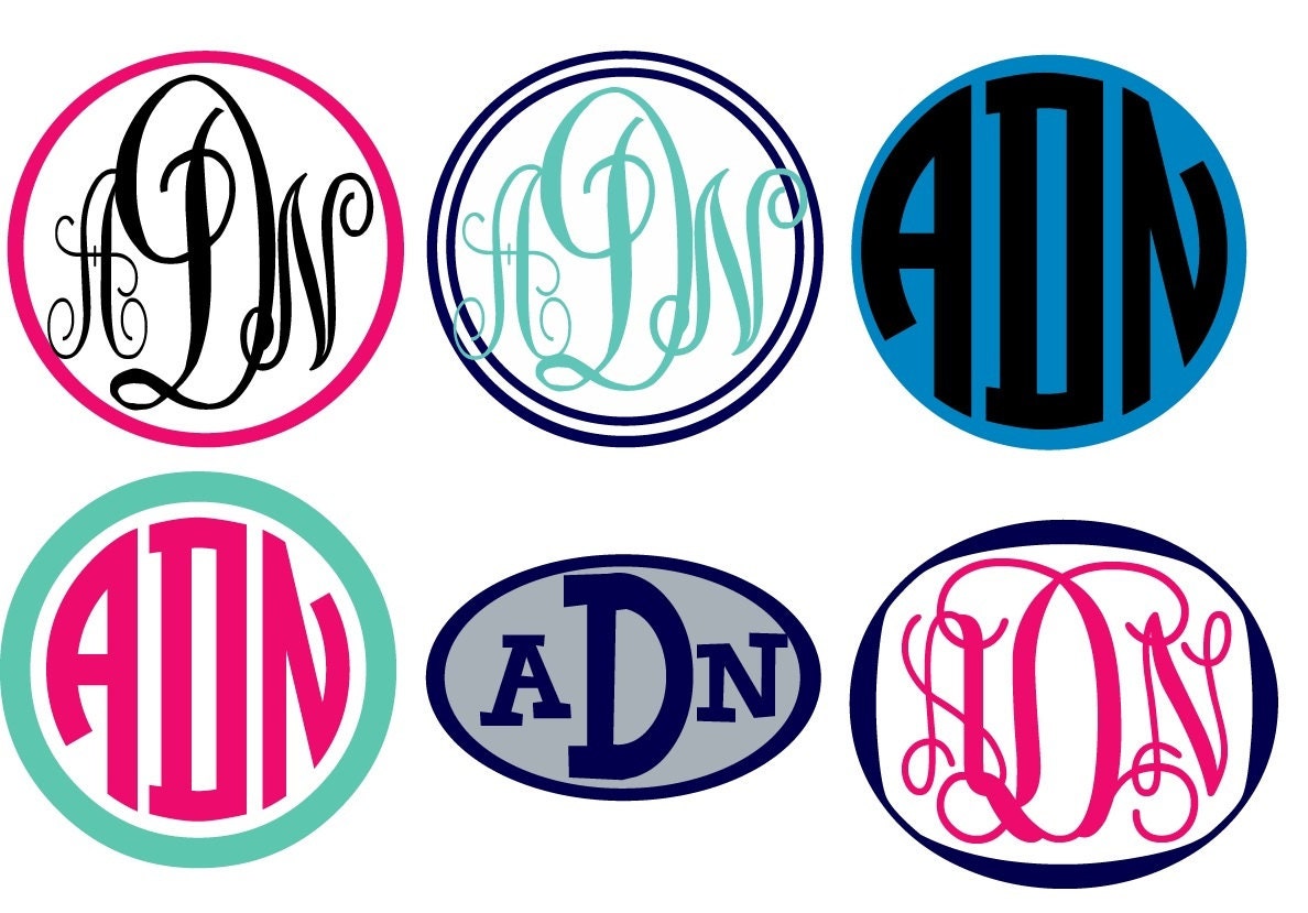 2inch Monogram Sticker 2Color Vinyl Decal by DecalInnovations