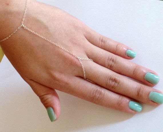 Sterling Silver Chain Linked Ring and Bracelet - Hand Jewelry - Hand ...