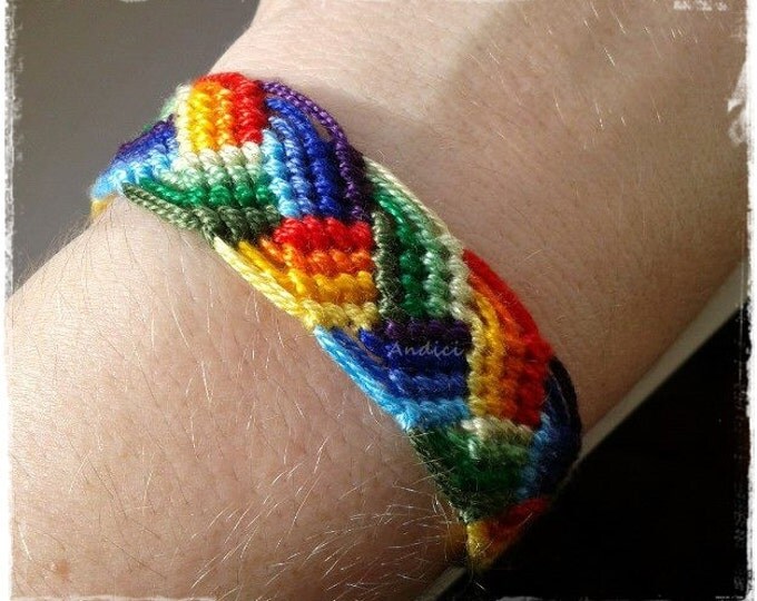 Friendship Bracelet, Macrame, Woven Bracelet, Wristband, Knotted Bracelet - Rainbow Braided Leaves