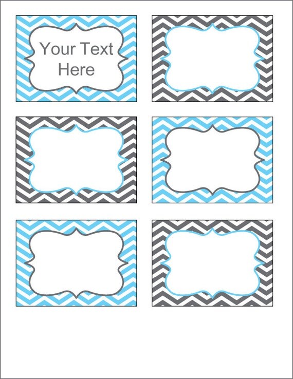 Gray And Blue Chevron Labels Printable PDF EDITABLE Labels Printable 