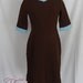 1960s Brown & Light Blue Flower Embossed Maternity Scooter Dress