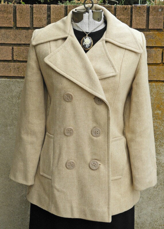 Vintage 60's Cream Wool Nautical Pea Coat by AtticAddictsVintage