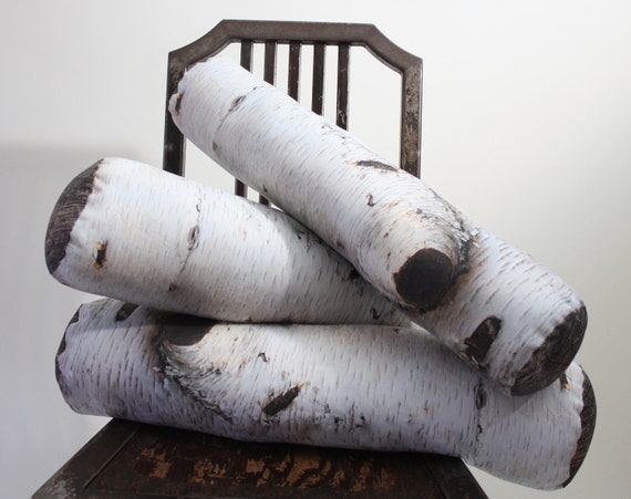 Birch Tree Log pillow - made to order - decorative pillow - log decor - woodland