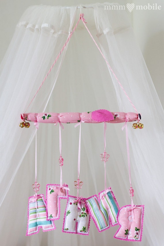 Items similar to Personalised Name Baby Crib Mobile Rose on Etsy