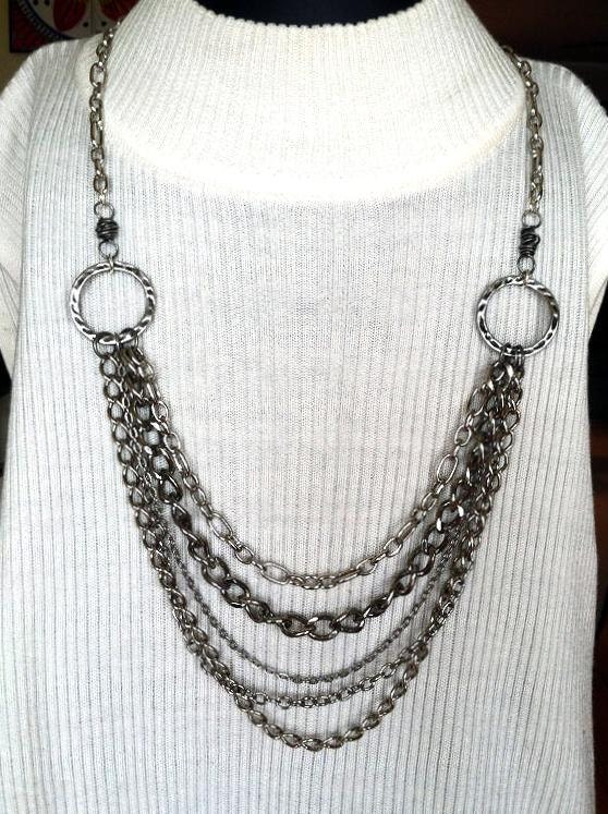 Silver Multilayer Chain Industrial Style Necklace