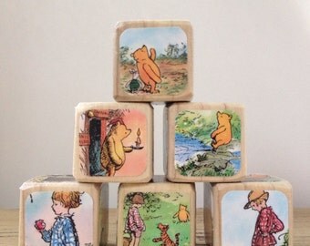 Winnie the Pooh The House at Pooh Corner // Childrens Book Blocks // Natural Wood Toy
