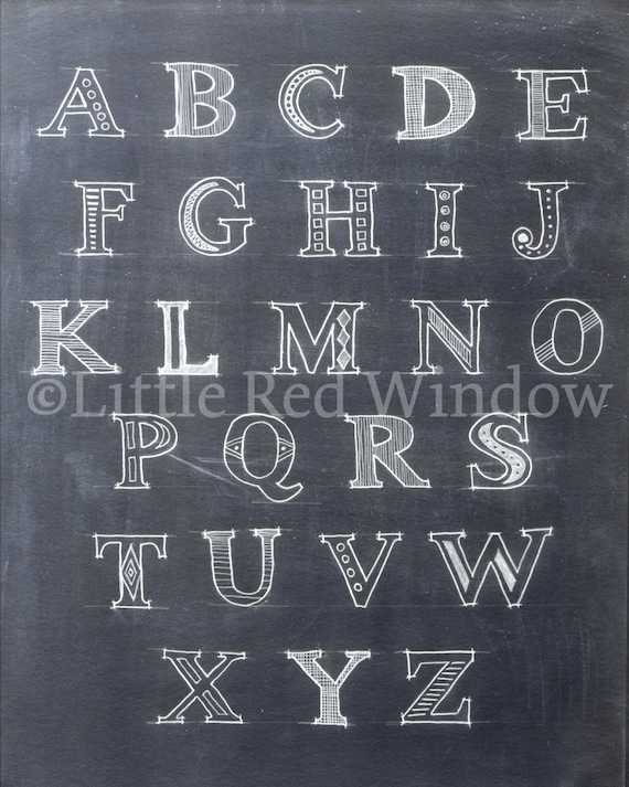 Items similar to Printable Alphabet Chalkboard Print 8 x 10