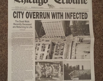 Zombie Outbreak Chicago Newspaper Display Piece
