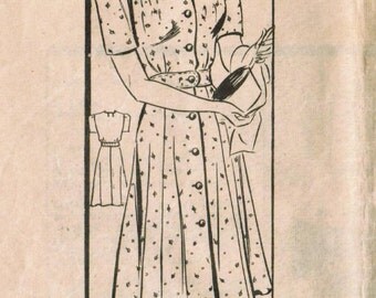 1940s Mail Order 3408 Vintage Sewing Pattern Misses Spectator Dress, Shirtwaist Dress Size 14 Bust 32