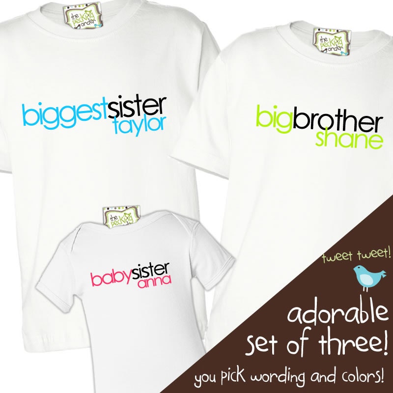 Matching Sibling shirts-biggest sister big brother baby