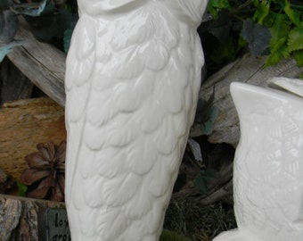 Tall Pottery Owl - Ceramic glazed Horned barn pottery Hoot owl Vintage inspired