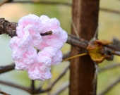 Pink Ruffle Hand Crocheted Hair Tie