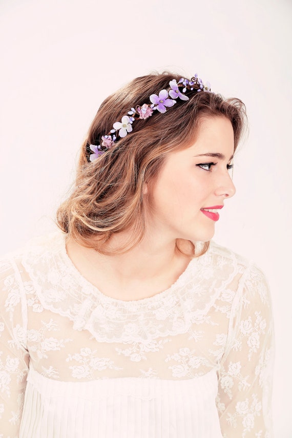 Bridal flower crown Purple flower woodland wedding wedding