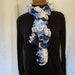 Knitted blue navy white ruffle scarf Women's frilly scarf flamenco