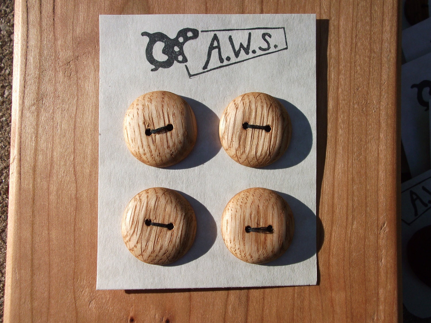 Four Wood Buttons Wooden Buttons in White Oak by