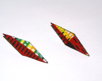 Stud Earrings - Fabric Covered Wood Earrings