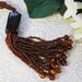 Antique Victorian Tassel, Topaz Brown Glass, Seed Bead Fringe, 1800s Embellishment Trim Home Decor