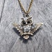 Clockpunk Steampunk Reversible Necklace, Stainless Steel Watch Movement with Swarovski Crystal & Brass Owl on Brass Curb Link Chain