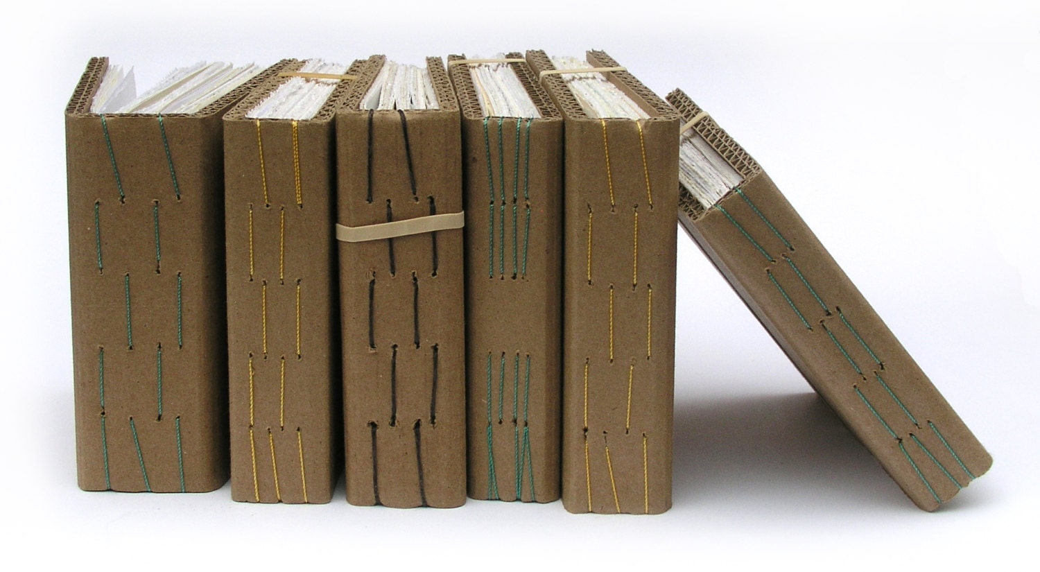 Cardboard Handbound Book Ephemera Paper Dark Brown Thread