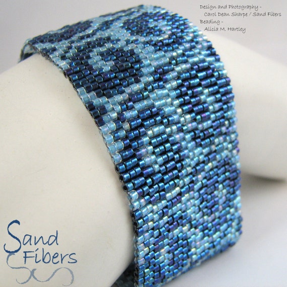 Peyote Pattern - Laguna Beach Swirls Peyote Cuff / Bracelet  - A Sand Fibers For Personal/Commercial Use PDF Pattern