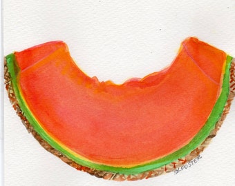 Peach Watercolor Painting original Fruit art by SharonFosterArt
