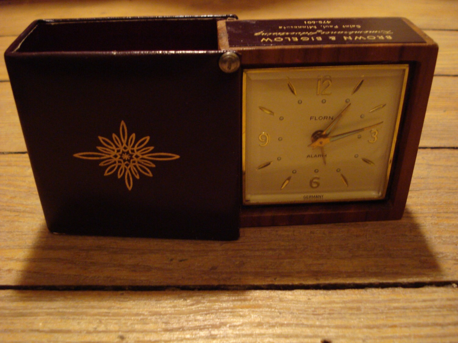 Vintage 1970s Travel Alarm Clock Leather Case by bycinbyhand