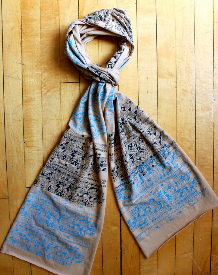 Screen Printed Jersey Scarf in Cream with by MichelleBrusegaard