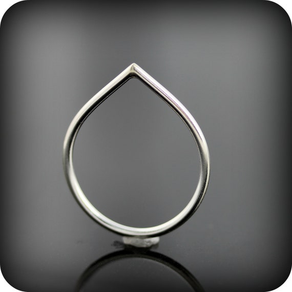 Teardrop ring - recycled sterling silver ring