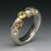 OPHIUCHUS Floating Cuttle Fish Cast Silver Ring with Sapphires, Color Change Garnets and Tension Set Yellow Sapphire