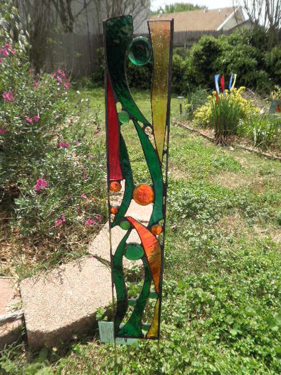 Stained Glass Garden Sculpture Sand Hills by FeralGlass on Etsy