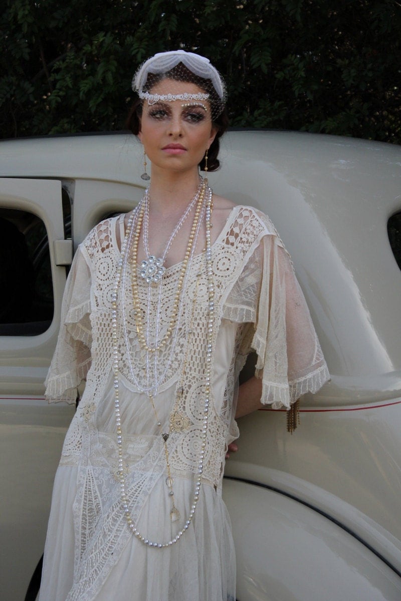 BEAUTIFUL Flapper Queen Wedding  dress  Great Gatsby style  OOAK
