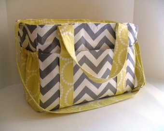 Extra Large Diaper bag Made of Summ erland Blue Chevron with Red Full ...