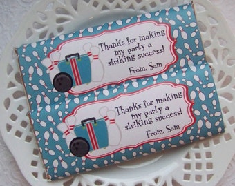 Printable Personalized Bowling Birthday Large Candy Bar Wrappers