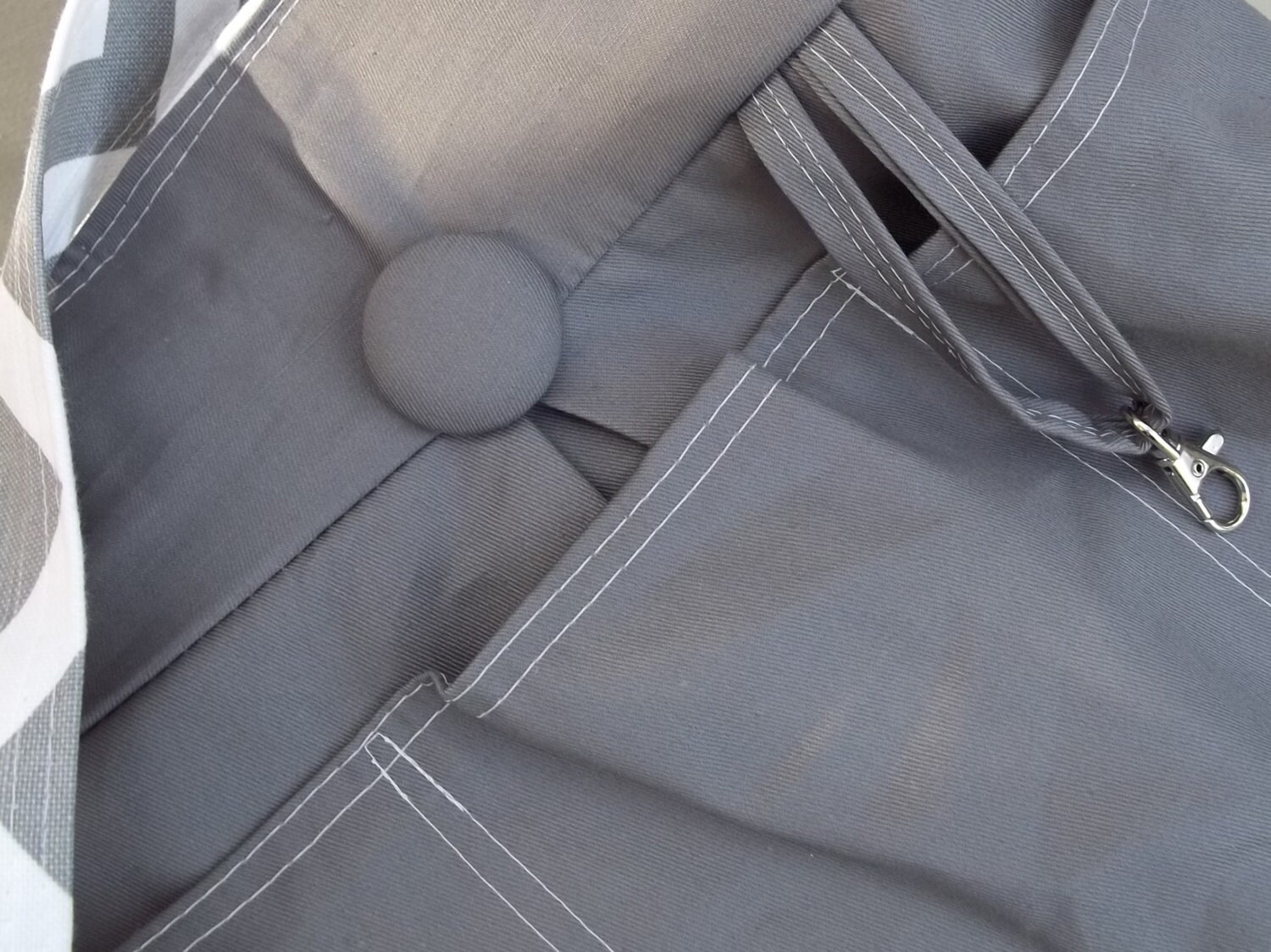 Grey Diaper Bag Chevron 6 Pockets Adjustable Strap by retrofied